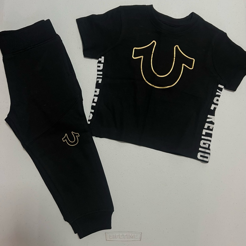 True Religion Kids Black and Gold Jogger Set